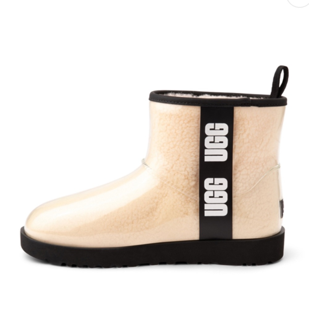 Womens UGG® Classic Clear Mini II Boot - Natural / Black Sz 7